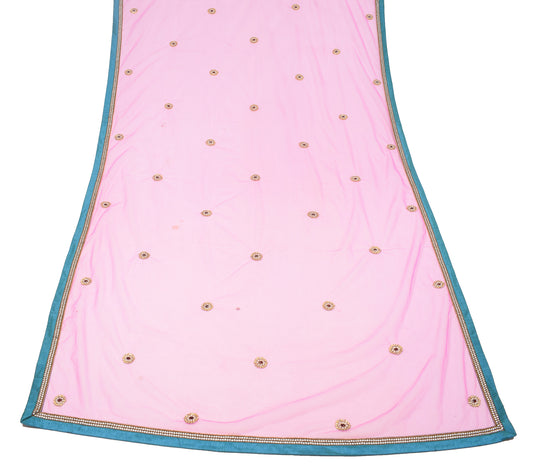 Sushila Vintage Fuchsia Pink Dupatta Hand Beaded Floral Net Long Stole
