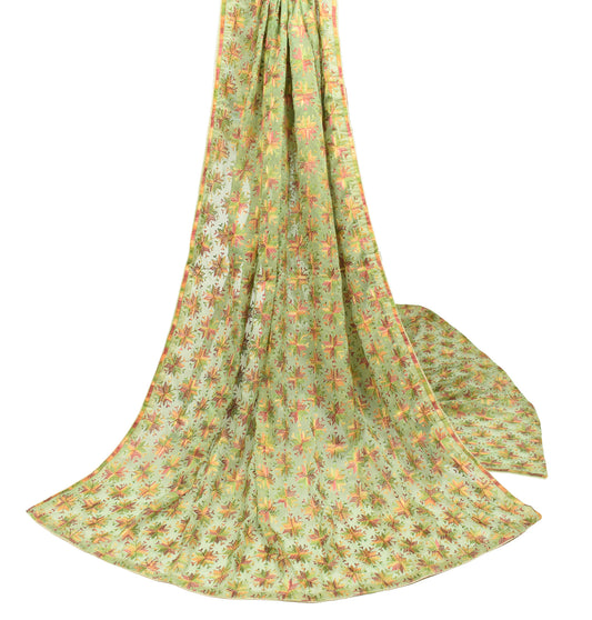 Sushila Vintage Bagh Phulkari Dupatta Green Art chiffon Long Stole