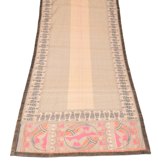 Sushila Vintage Madhubaui Dupatta Art Cotton Silk Printed Fish Long Stole