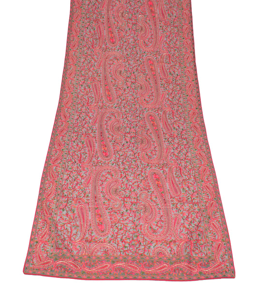 Sushila Vintage Gray Dupatta Multicolor Paisley Kashmiri Art Georgette Long Stole