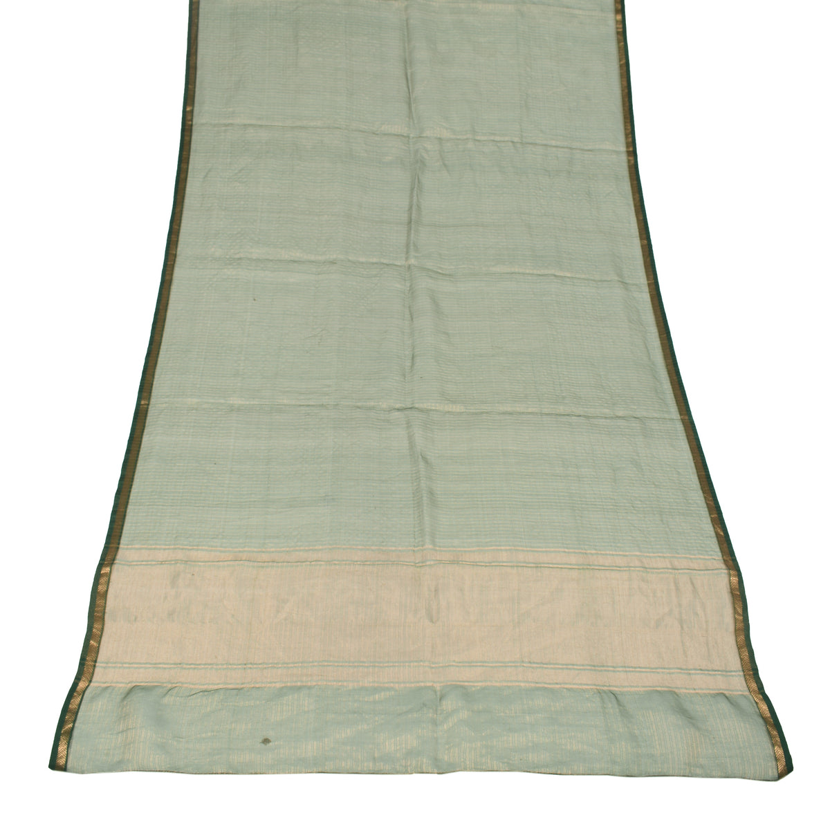 Sushila Vintage BRANDED Green Dupatta Zari Woven Pure Tissue Checks Long Stole