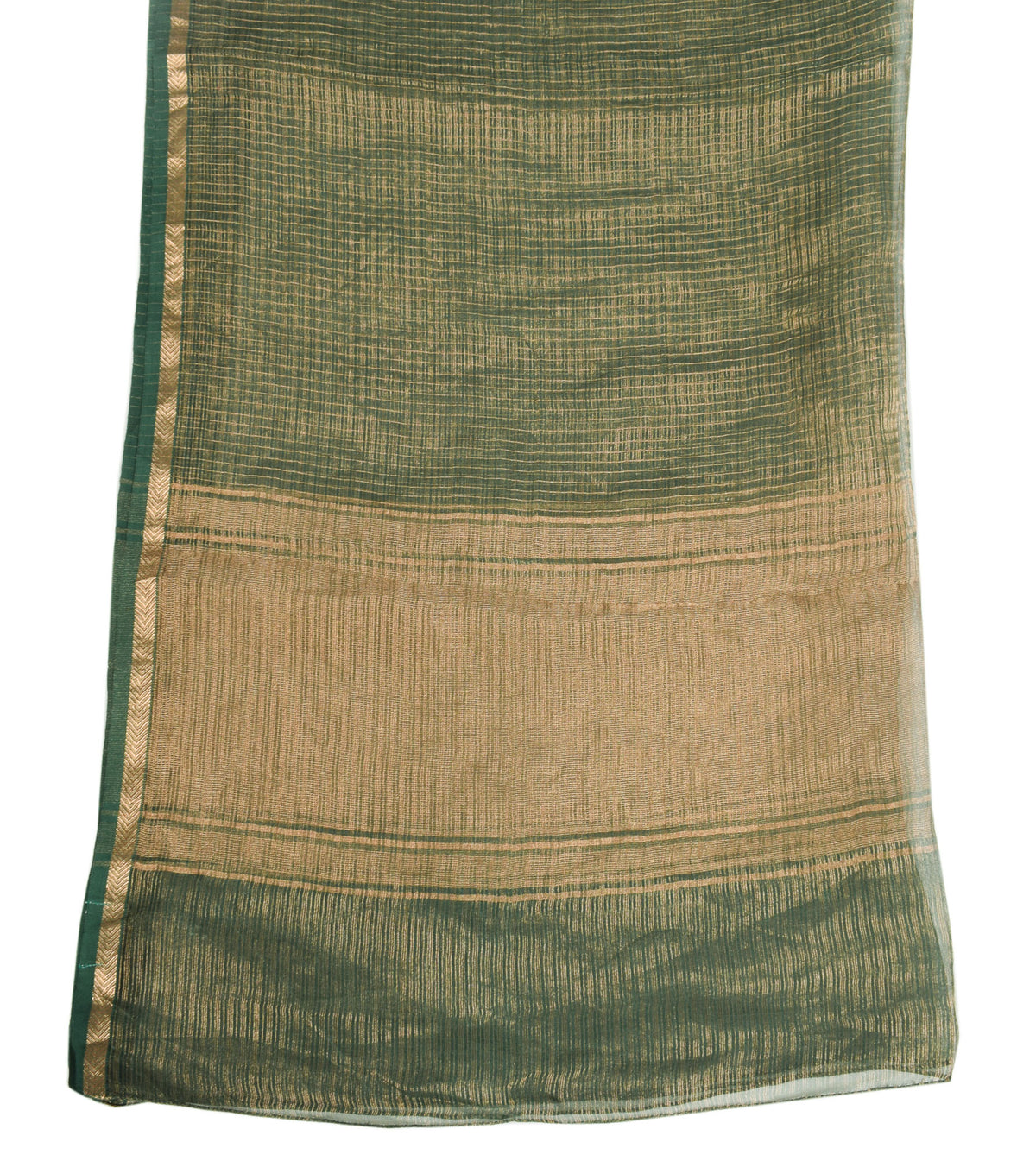 Sushila Vintage BRANDED Green Dupatta Zari Woven Pure Tissue Checks Long Stole