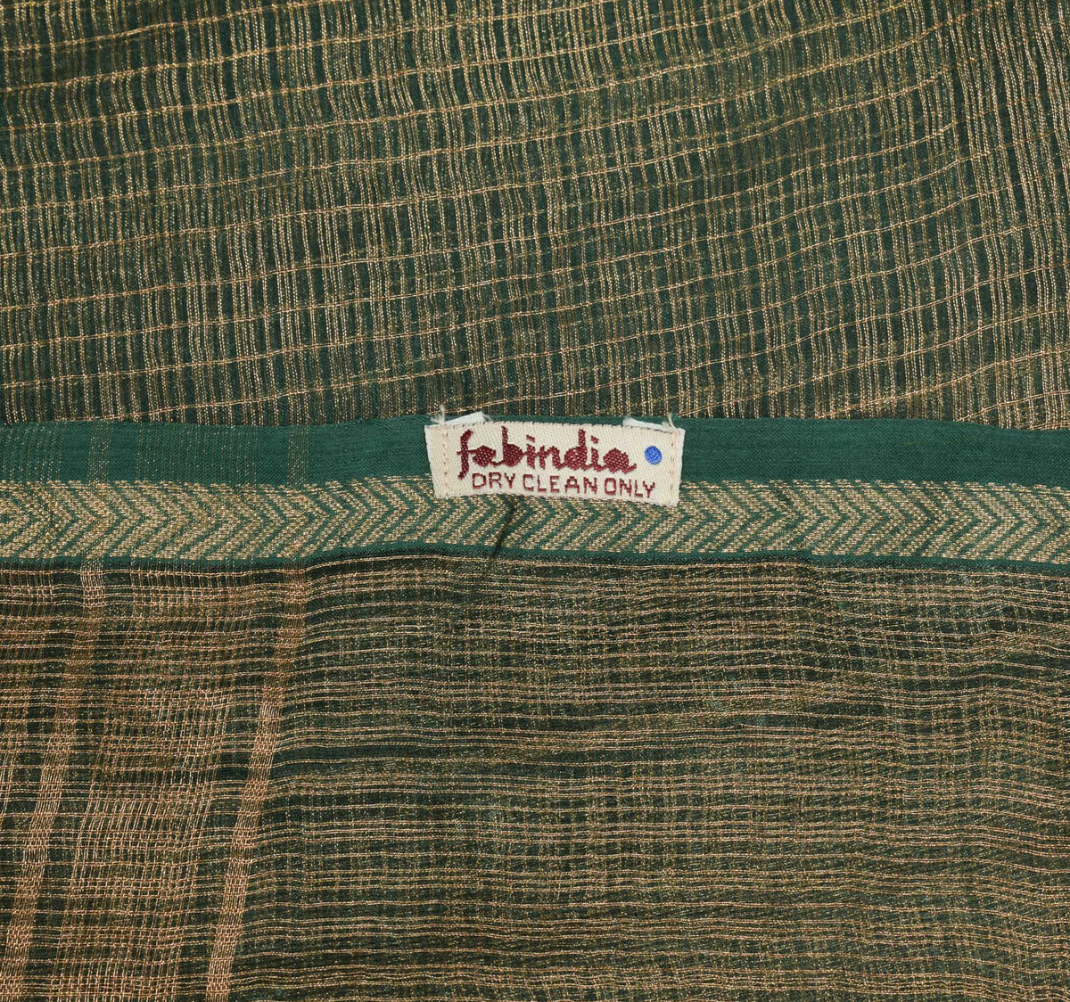 Sushila Vintage BRANDED Green Dupatta Zari Woven Pure Tissue Checks Long Stole