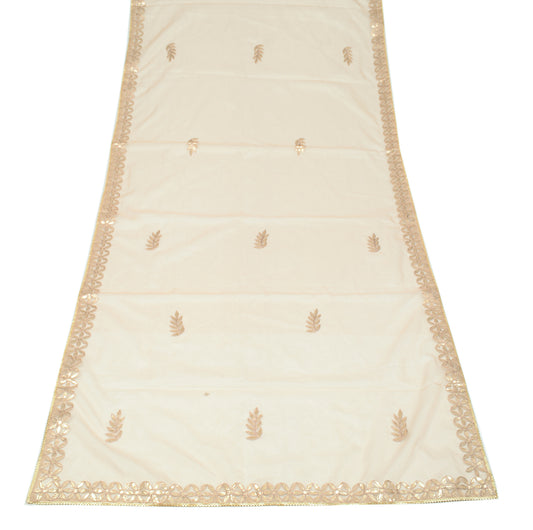 Sushila Vintage Beige Gotta Patti Dupatta art Organza Floral Long Stole