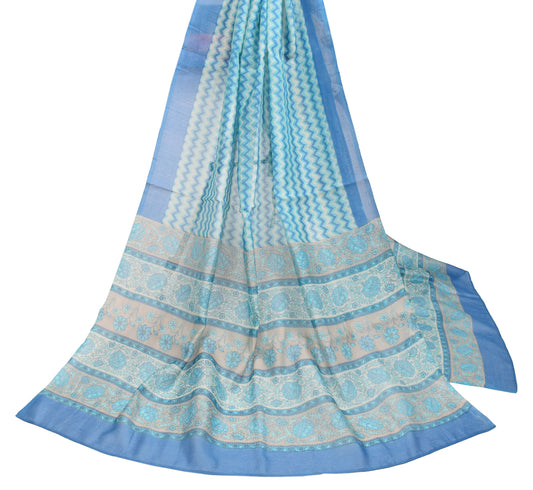 Sushila Vintage Multi-Color Dupatta Zig-Zag Print Pure Cotton Silk Long Stole
