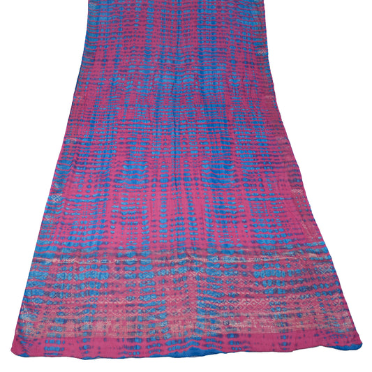 Sushila Vintage Magenta Blue Dupatta Printed Tie-Dye Pure Georgette Long Stole