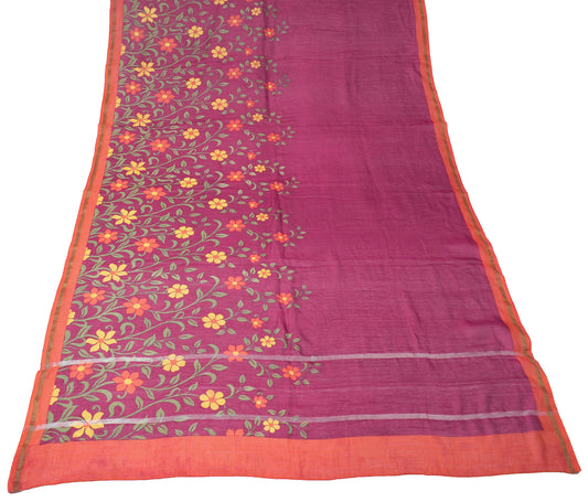 Sushila Vintage Floral Magenta Dupatta Printed Pure Cotton Silk Long Stole