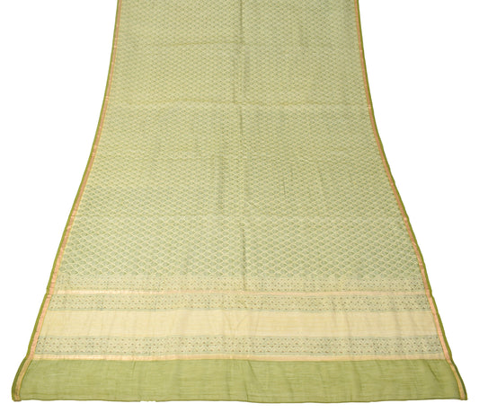 Sushila Vintage Beige BRANDED Dupatta Hand Block Pure Cotton Silk Long Stole