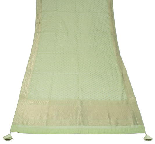 Sushila Vintage Pista Green Dupatta Cotton Silk Zari Woven Floral Long Stole
