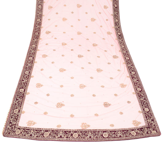 Sushila Vintage Peach Heavy Dupatta Net Glass Beads Embellish Long Stole