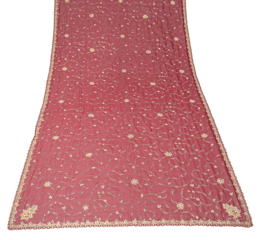 Sushila Vintage Maroon Dupatta Art Georgette Zardozi Work Nihaah Long Stole