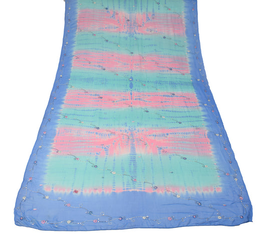 Sushila Vintage Multi-Color Tie-Dye Dupatta Pure Georgette Handmade Long Stole