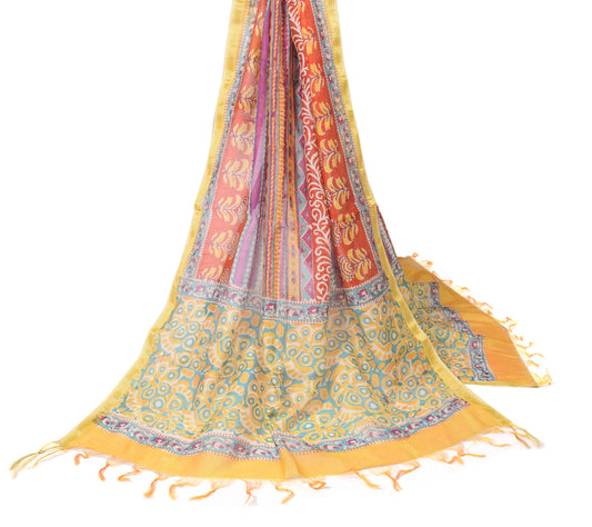 Sushila Vintage Multi-Color Dupatta Printed Pure Cotton Silk Hand Block Long Stole