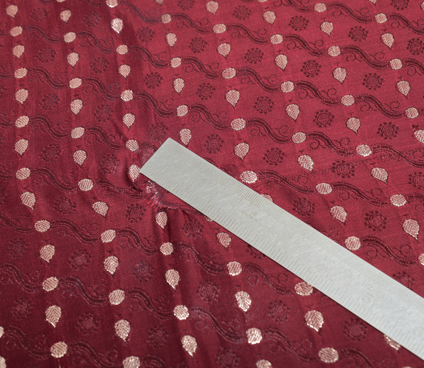 Sushila Vintage Heavy Saree Pure Satin Silk Banarasi Brocade Maroon Sari Fabric