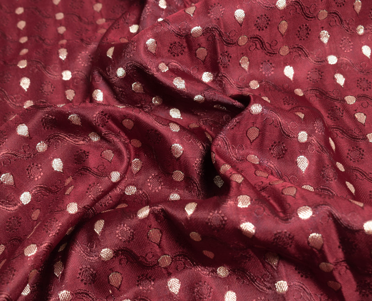 Sushila Vintage Heavy Saree Pure Satin Silk Banarasi Brocade Maroon Sari Fabric