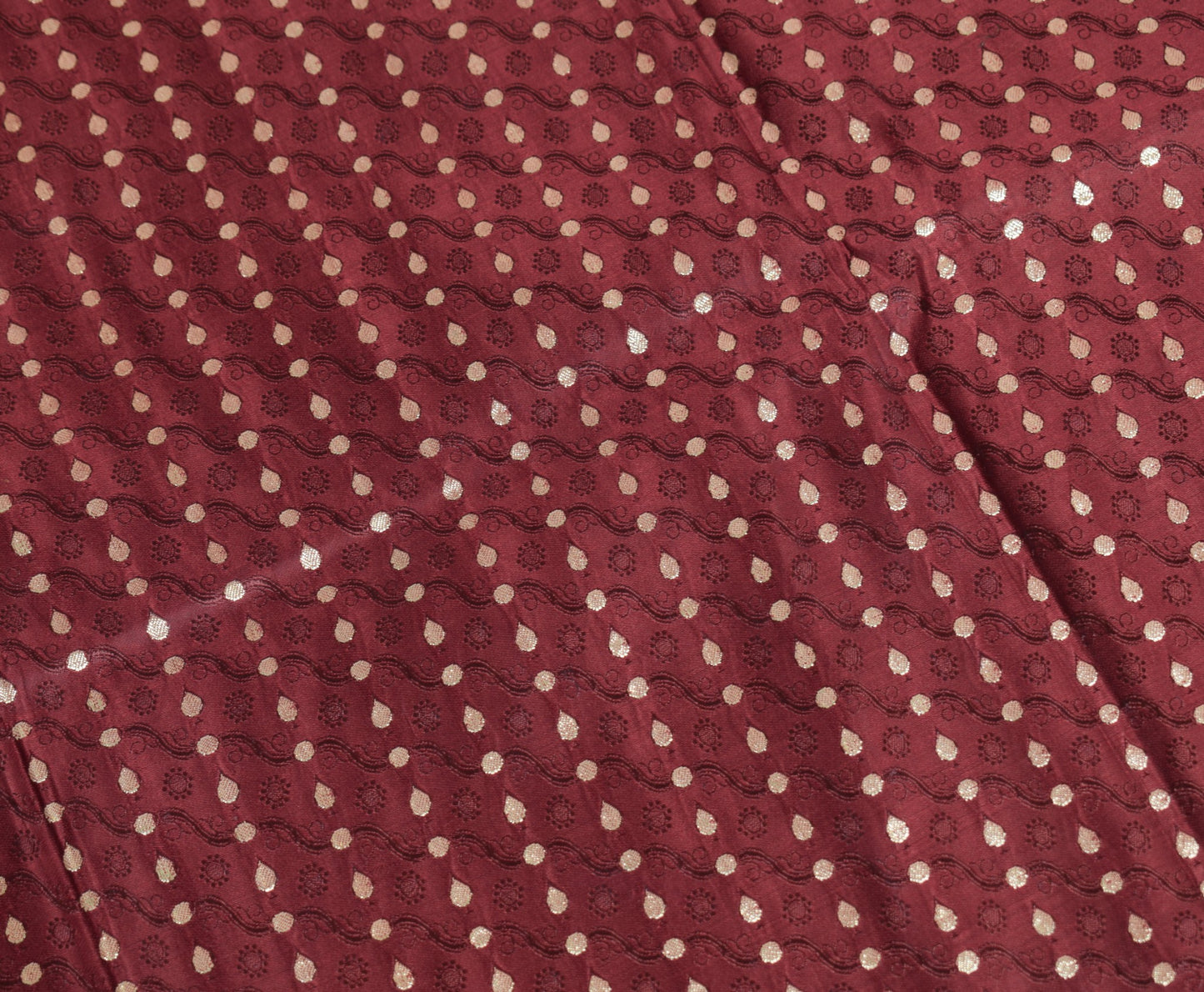 Sushila Vintage Heavy Saree Pure Satin Silk Banarasi Brocade Maroon Sari Fabric