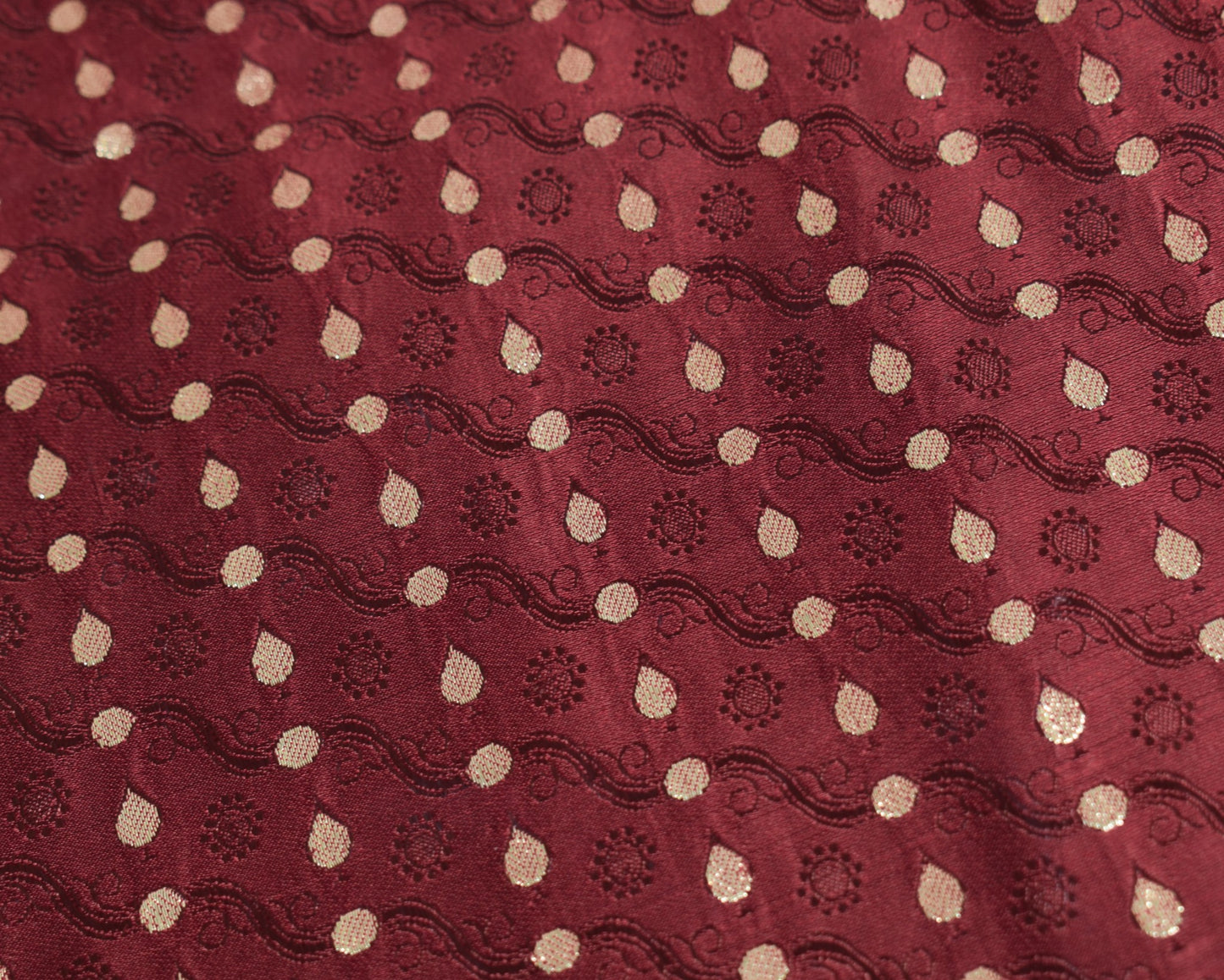 Sushila Vintage Heavy Saree Pure Satin Silk Banarasi Brocade Maroon Sari Fabric
