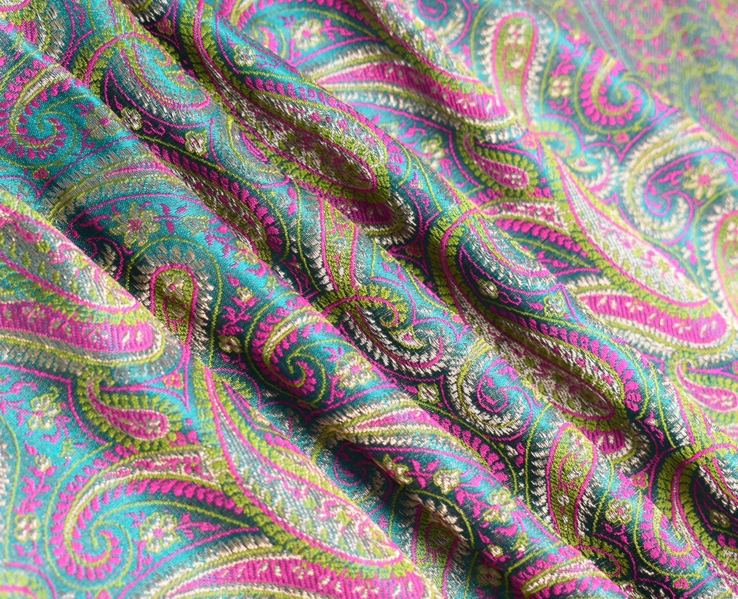 Sushila Vintage Heavy Saree Pure Satin Silk Banarasi Brocade Woven Teal Sari