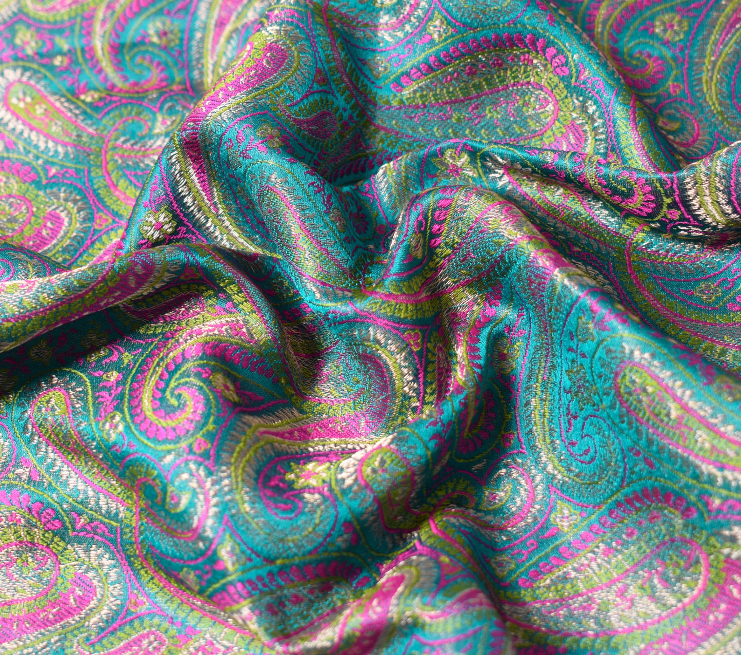 Sushila Vintage Heavy Saree Pure Satin Silk Banarasi Brocade Woven Teal Sari
