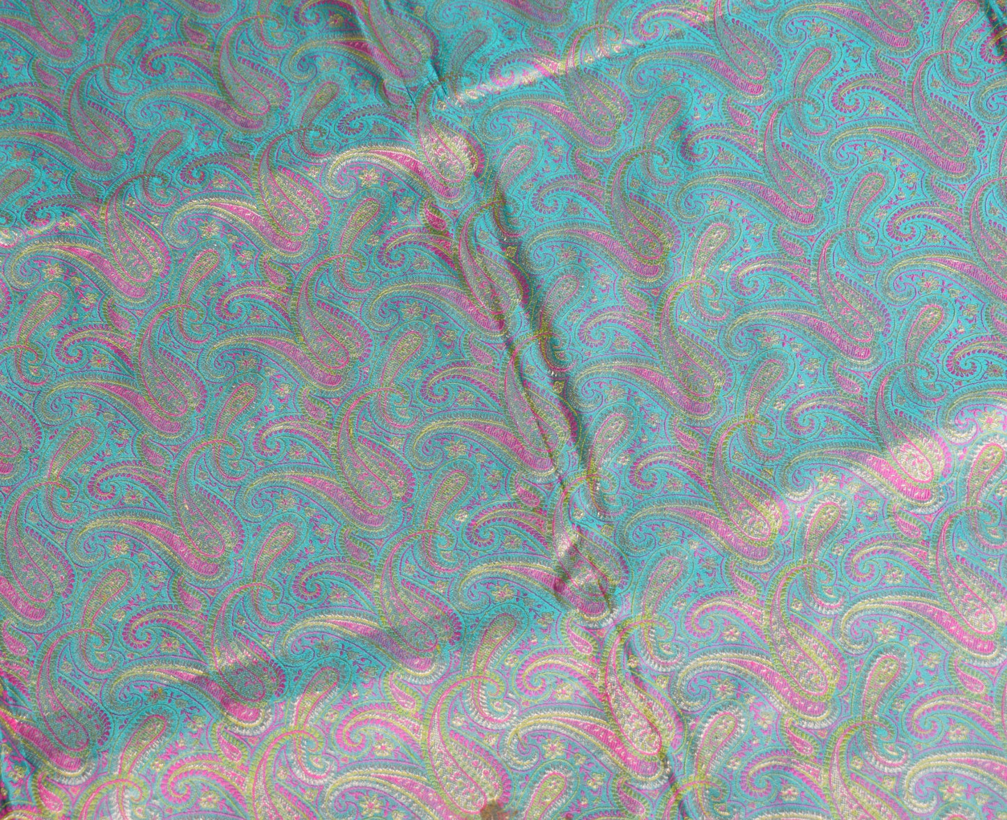 Sushila Vintage Heavy Saree Pure Satin Silk Banarasi Brocade Woven Teal Sari