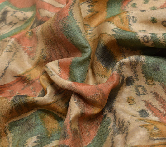 Sushila Vintage Light Brown Scrap Saree 100% Pure Silk Woven Soft Sari Fabric