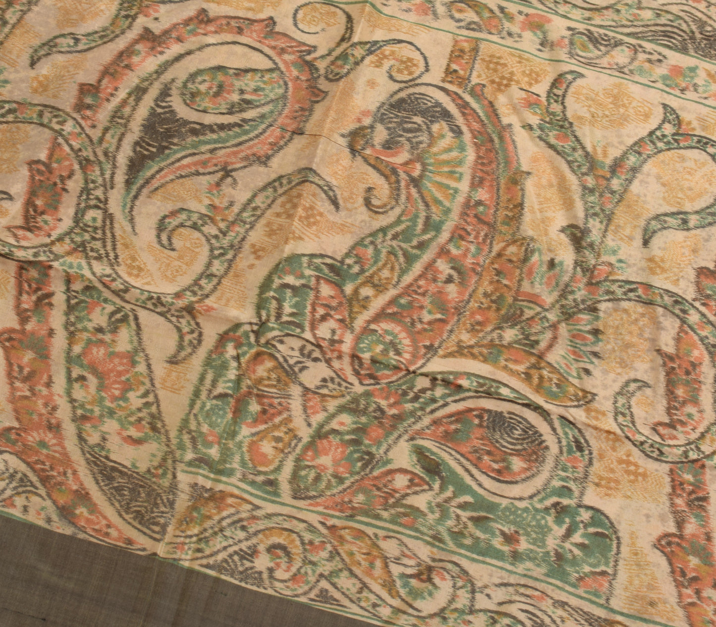 Sushila Vintage Light Brown Scrap Saree 100% Pure Silk Woven Soft Sari Fabric