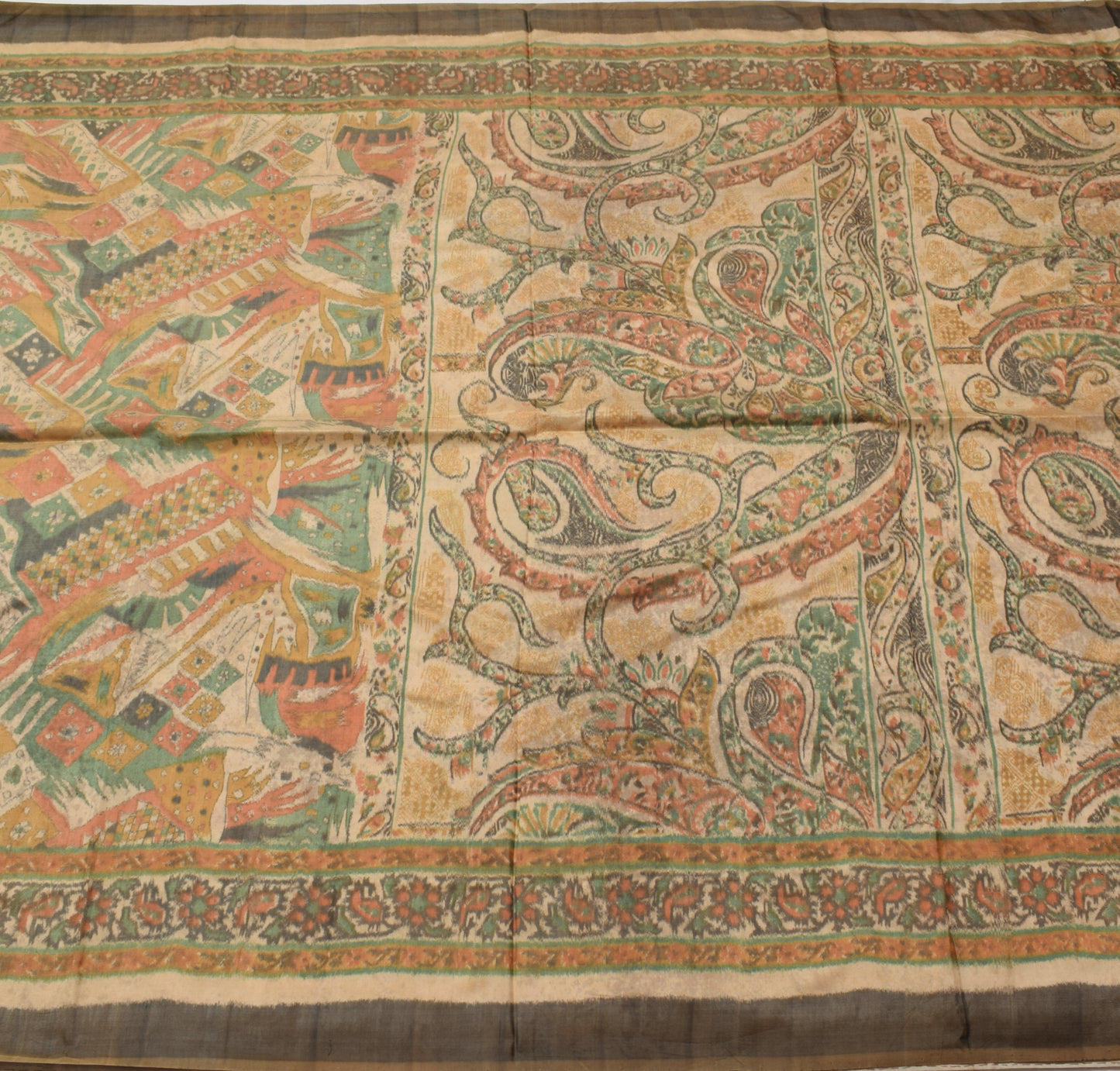 Sushila Vintage Light Brown Scrap Saree 100% Pure Silk Woven Soft Sari Fabric