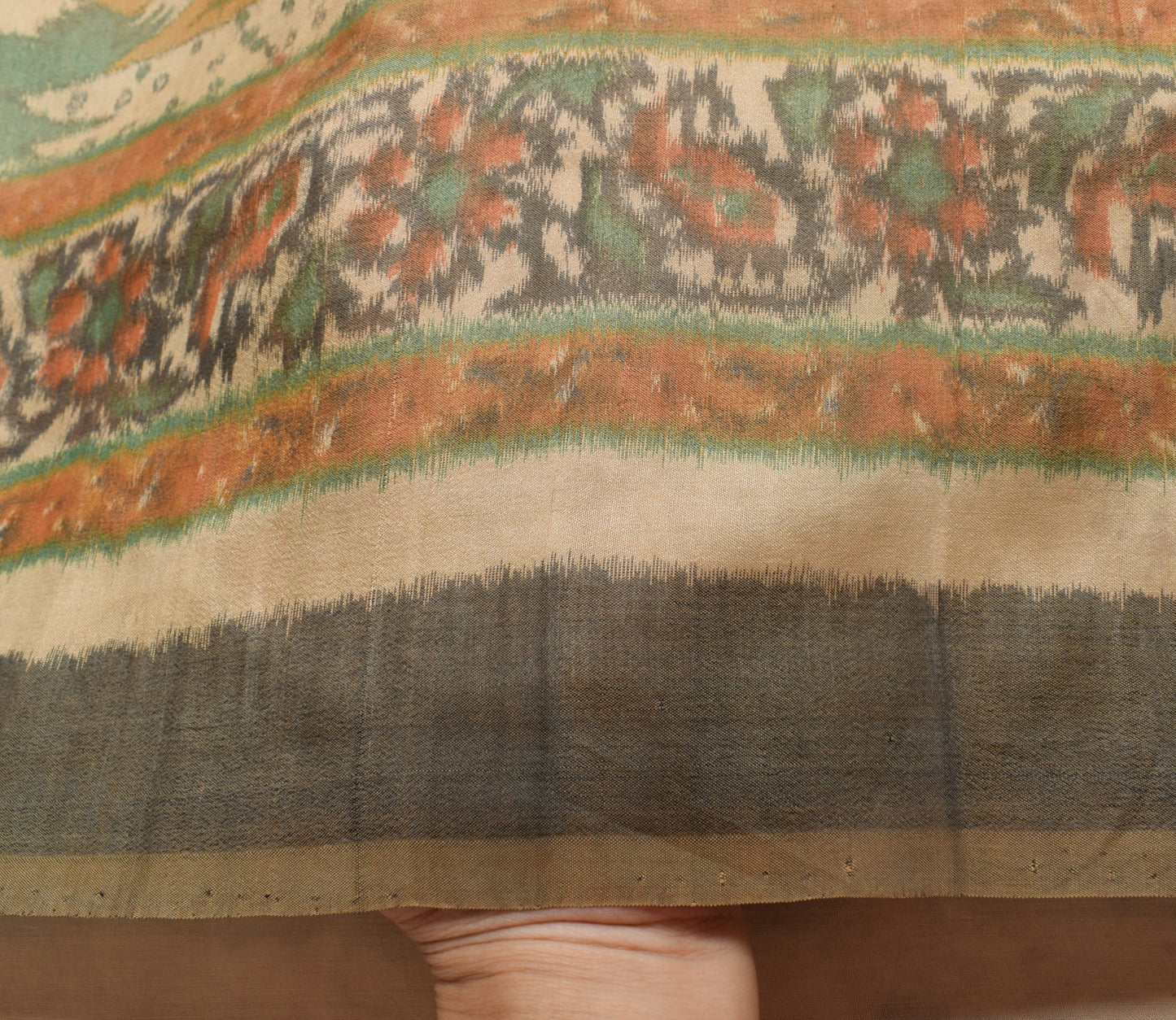 Sushila Vintage Light Brown Scrap Saree 100% Pure Silk Woven Soft Sari Fabric