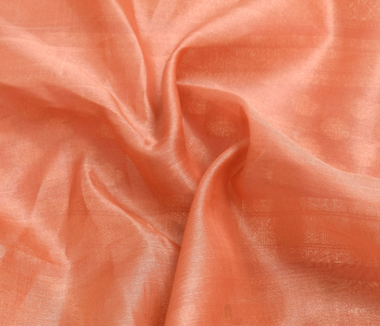 Sushila Vintage Peach Scrap Saree 100% Pure Silk Zari Woven Sari Craft Fabric