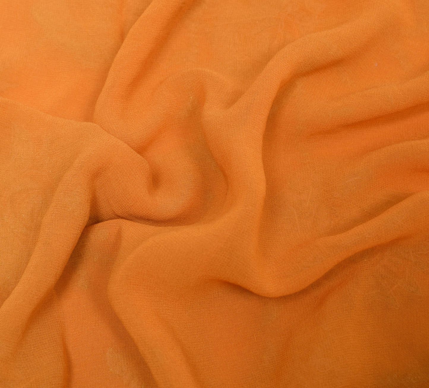 Sushila Vintage Orange Scrap Saree Pure Georgette Zari Embroidered Sari Fabric
