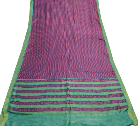 Sushila Vintage Blue Scrap Saree 1005 Pure Woolen BRANDED Printed Sari Fabric