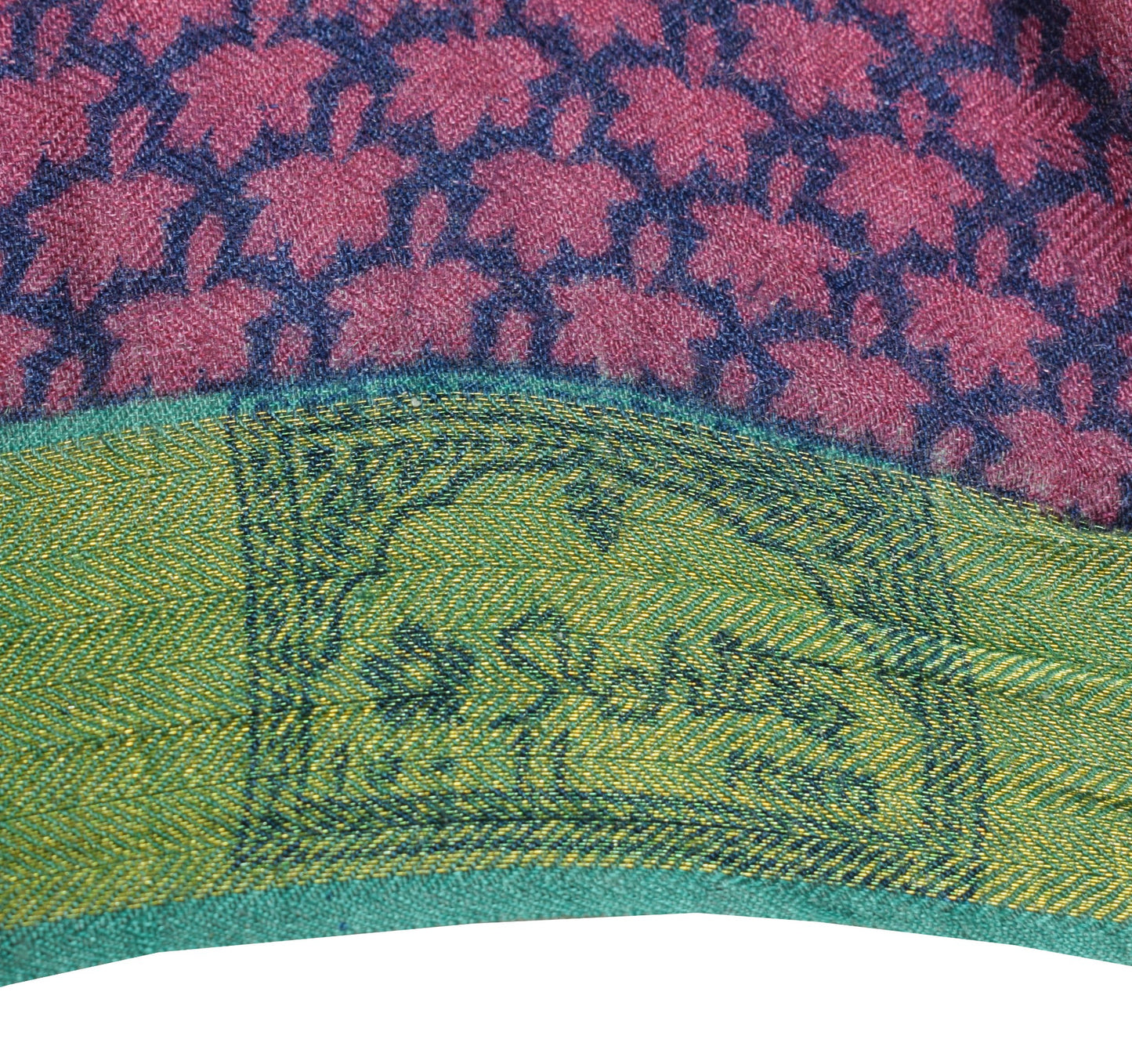 Sushila Vintage Blue Scrap Saree 1005 Pure Woolen BRANDED Printed Sari Fabric