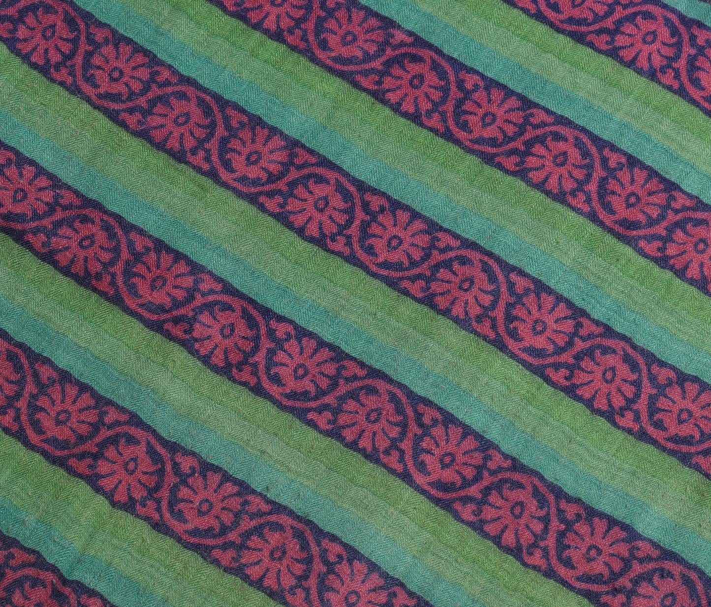 Sushila Vintage Blue Scrap Saree 1005 Pure Woolen BRANDED Printed Sari Fabric