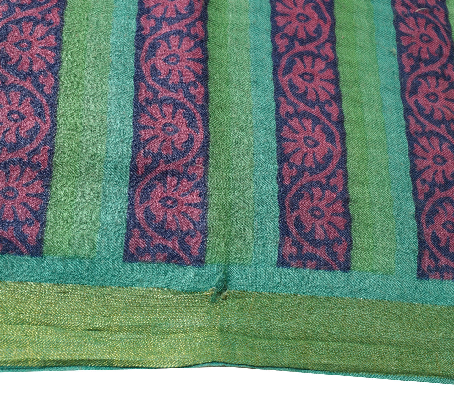 Sushila Vintage Blue Scrap Saree 1005 Pure Woolen BRANDED Printed Sari Fabric