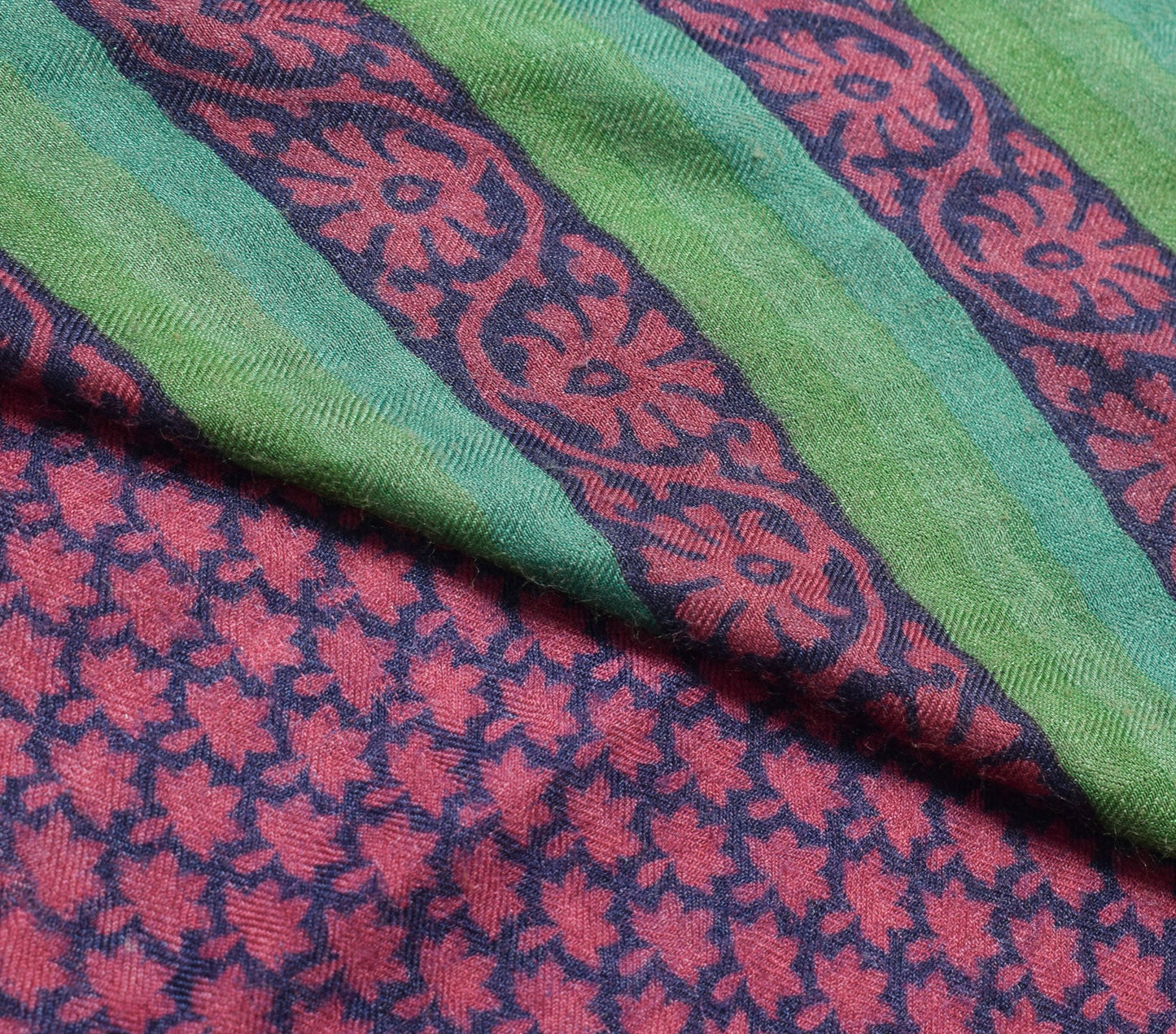Sushila Vintage Blue Scrap Saree 1005 Pure Woolen BRANDED Printed Sari Fabric