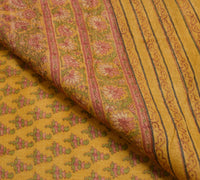 Sushila Vintage Pure Woolen Scrap Saree Woven BRANDED Mustard Sari Craft Fabric