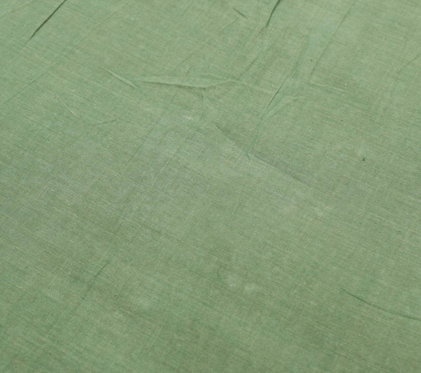 Sushila Vintage Green Scrap Saree Woven 100%Pure Cotton Soft Sari Remnant Fabric
