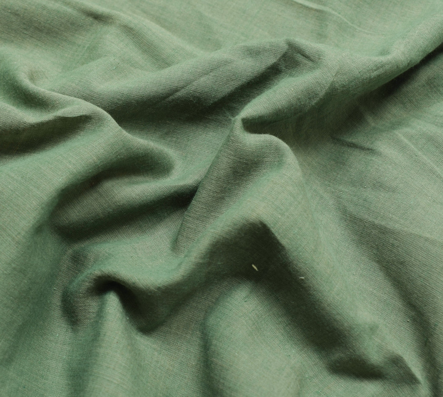 Sushila Vintage Green Scrap Saree Woven 100%Pure Cotton Soft Sari Remnant Fabric