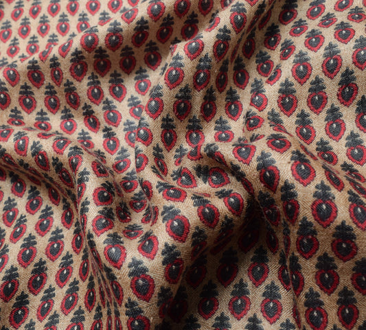 Sushila Vintage Pure Woolen Scrap Saree Floral Printed Sari Branded Dress Fabric