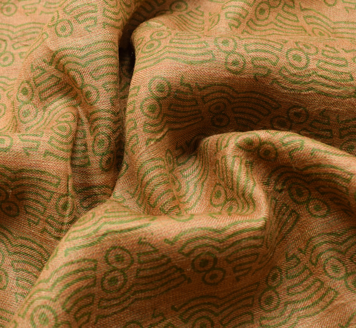 Sushila Vintage Scrap Pure Woolen Saree Hand Block Printed Sari Remnant Fabric