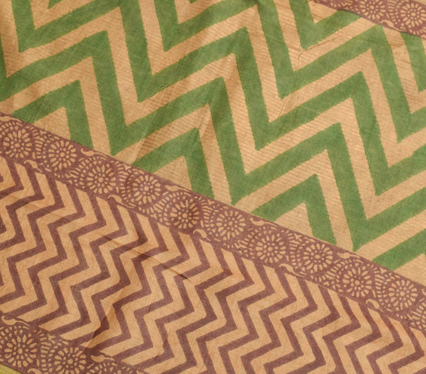 Sushila Vintage Scrap Pure Woolen Saree Hand Block Printed Sari Remnant Fabric
