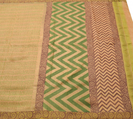 Sushila Vintage Scrap Pure Woolen Saree Hand Block Printed Sari Remnant Fabric