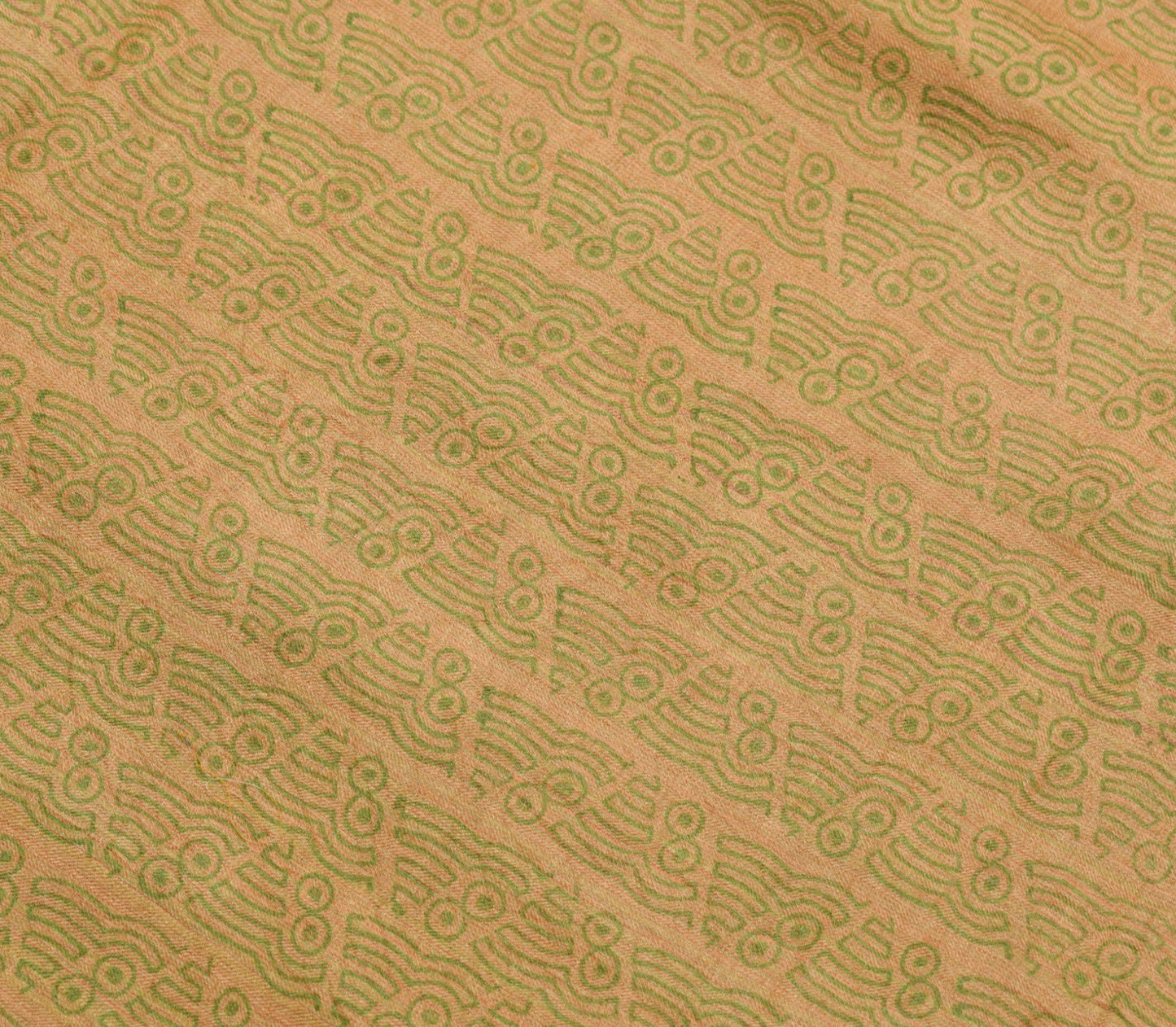 Sushila Vintage Scrap Pure Woolen Saree Hand Block Printed Sari Remnant Fabric