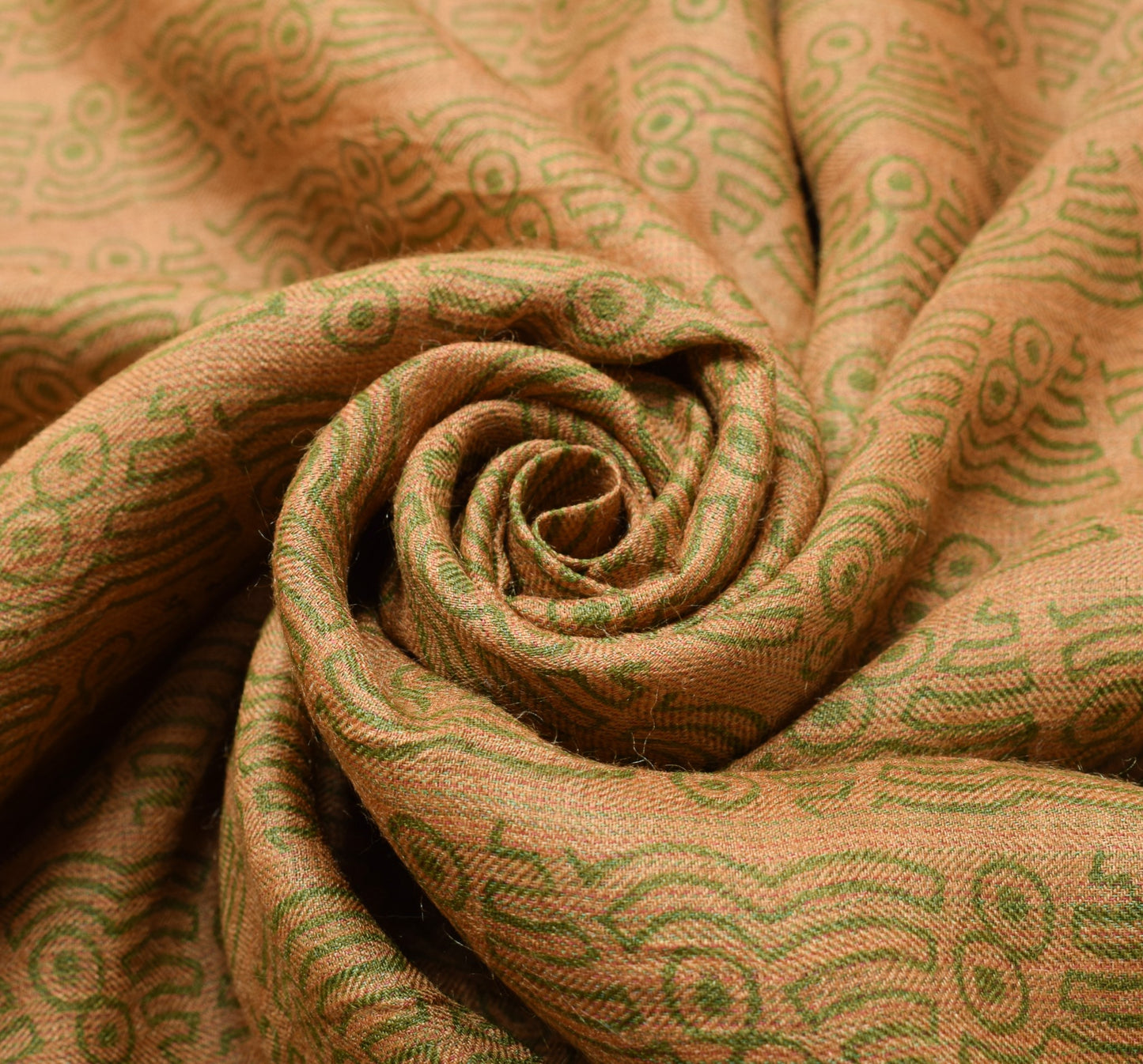 Sushila Vintage Scrap Pure Woolen Saree Hand Block Printed Sari Remnant Fabric