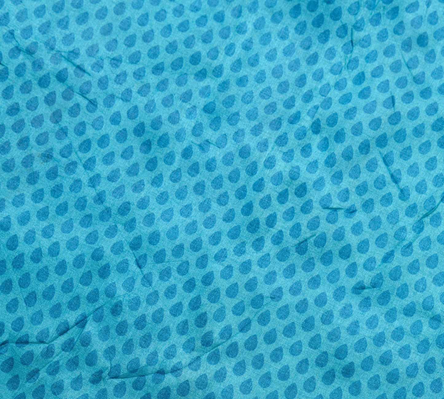 Sushila Vintage Turquoise Blue Scrap Saree Pure Tussar Silk Printed Sari Fabric