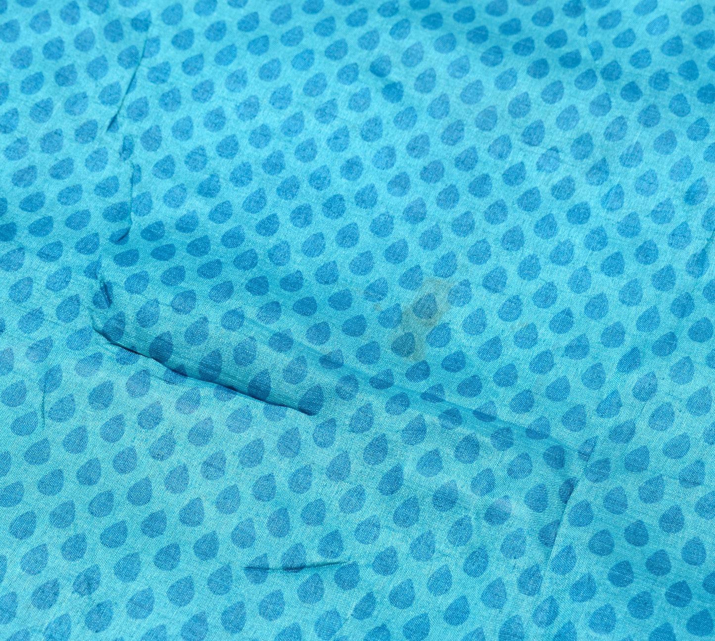 Sushila Vintage Turquoise Blue Scrap Saree Pure Tussar Silk Printed Sari Fabric