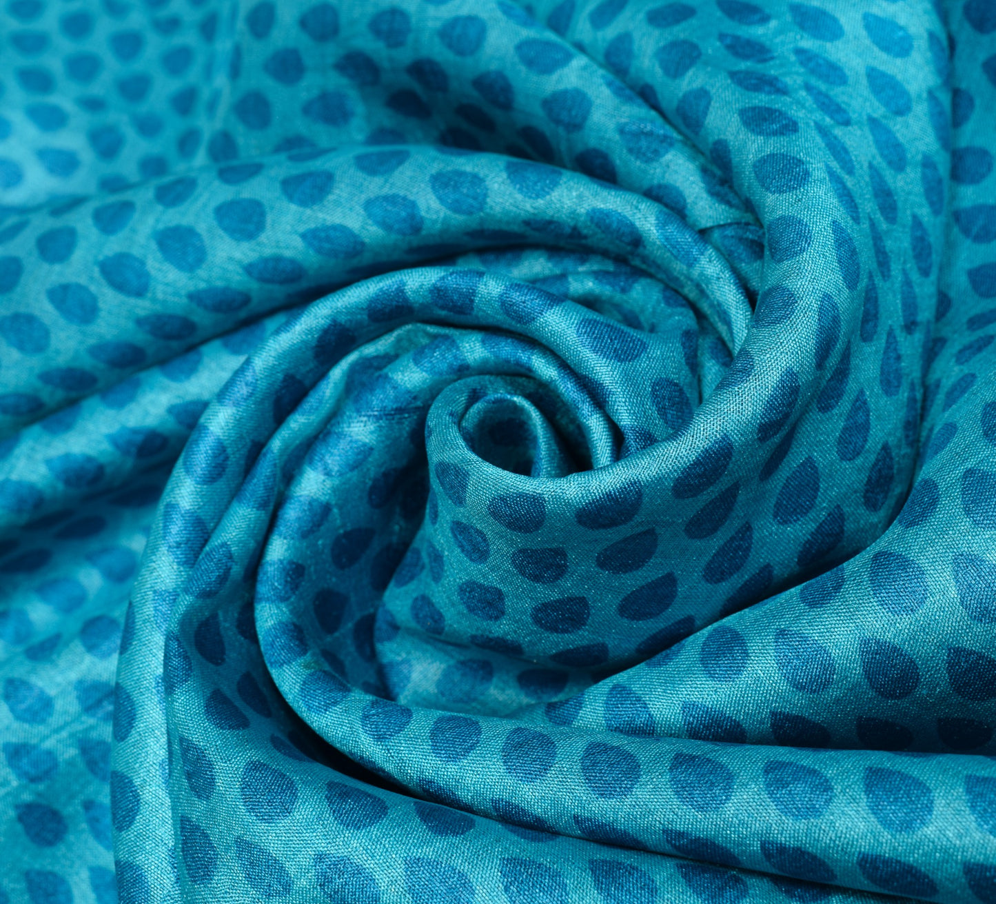Sushila Vintage Turquoise Blue Scrap Saree Pure Tussar Silk Printed Sari Fabric