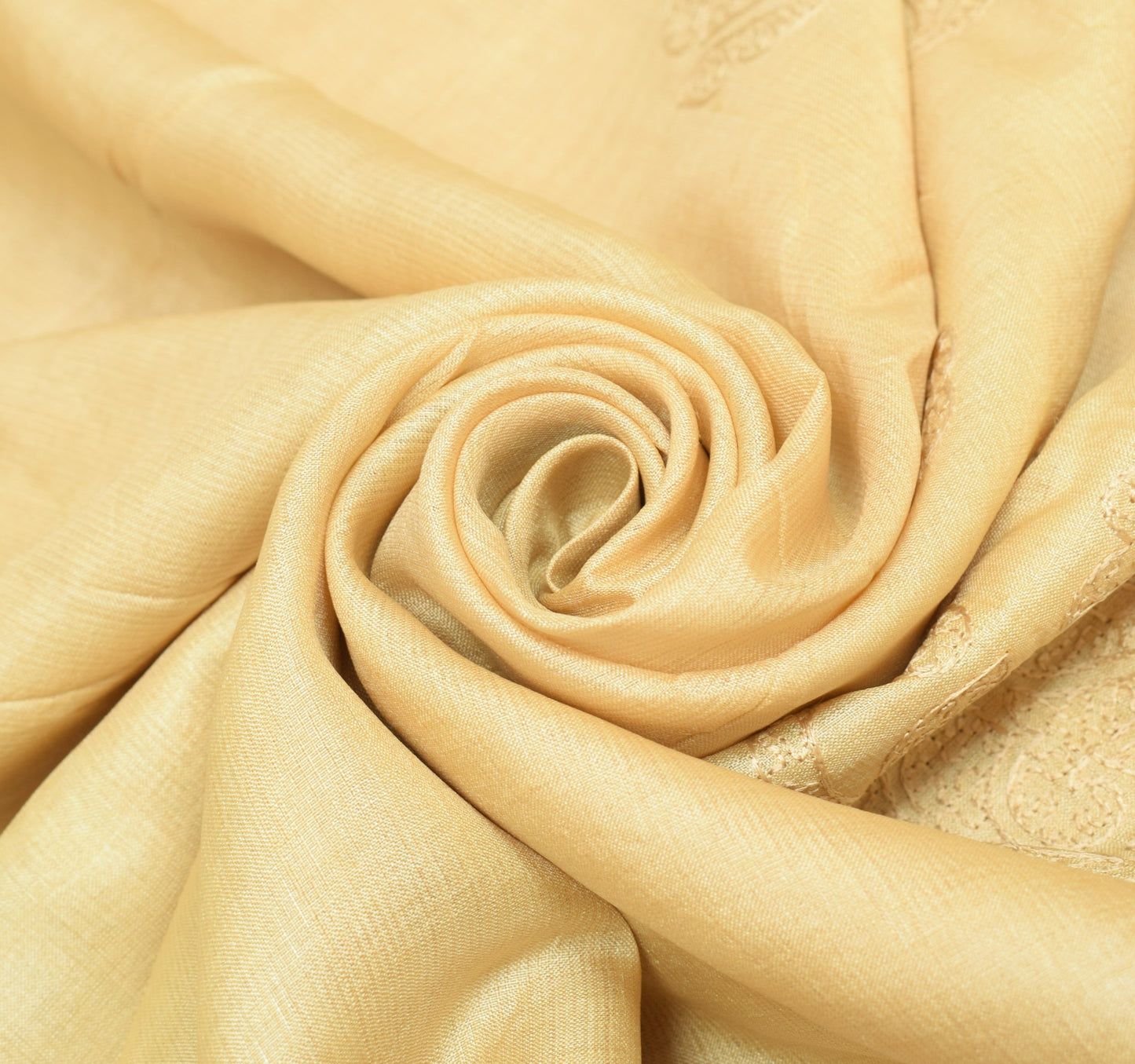 Sushila Vintage Pure Khadi Scrap Saree Cream Embroidered Premium Sari Fabric