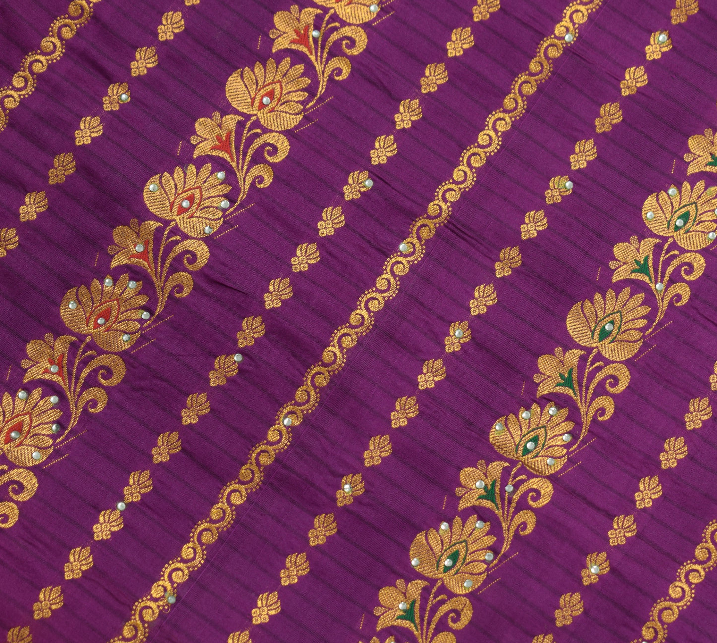 Sushila Vintage Purple Heavy Saree 100% Pure Silk Gold Zari Kanjivaram Scrap Sari