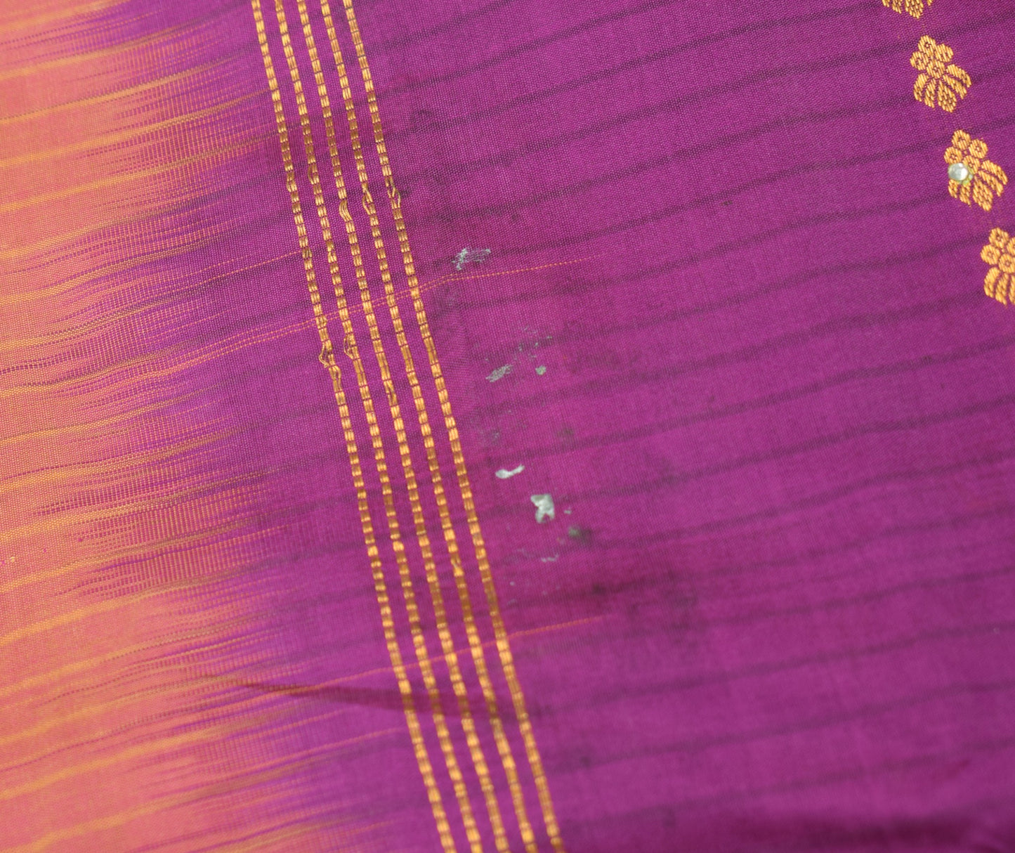Sushila Vintage Purple Heavy Saree 100% Pure Silk Gold Zari Kanjivaram Scrap Sari